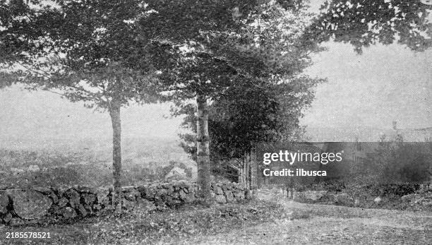 Antique Image Of Worcester And Surroundings Massachusetts Prospect Hill Fitchburg High-Res Vector Graphic