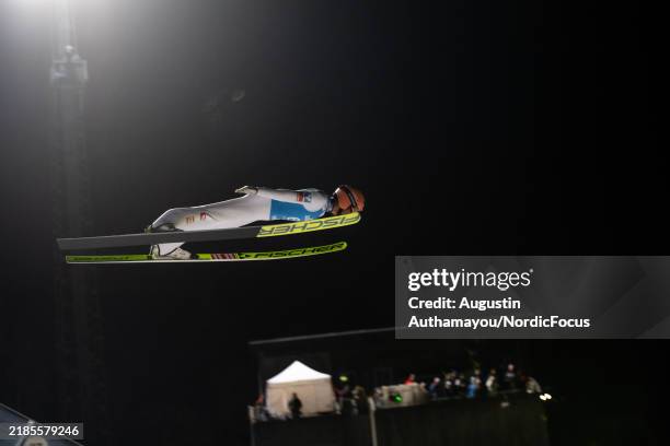 Kraft Stefan of Austria taking the fourth position during FIS Ski Jumping World Cup Men's Individual HS140 on November 23, 2024 in Lillehammer,...