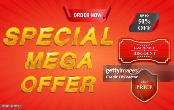 special mega offer banner - mega stock illustrations