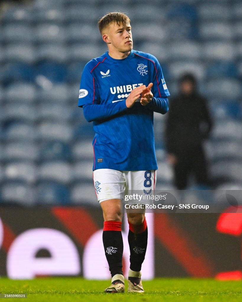 Baron Rengers Rangers' Connor Barron applauds fans at full time during a William ...