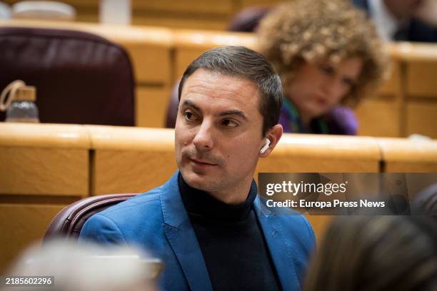 The Secretary General of the PSOE-M, Juan Lobato, during the plenary session of the Senate, on 19 November, 2024 in Madrid, Spain. In the session of...