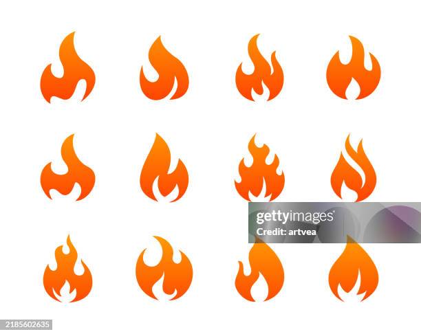fire flame icon set symbol of fire - inferno stock illustrations