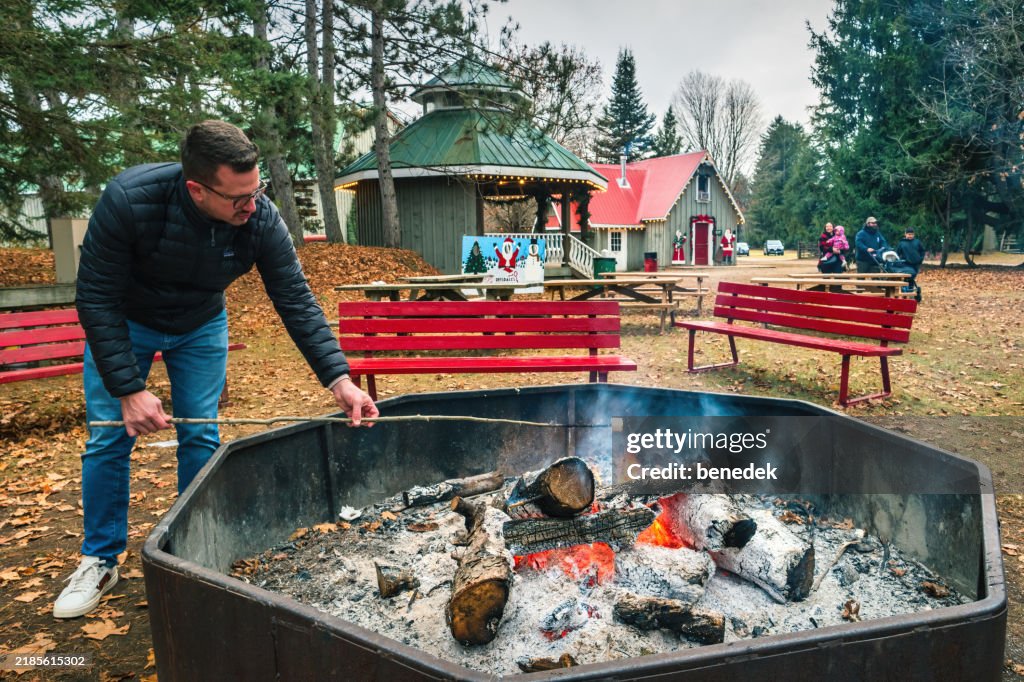 Christmas Tree Farm Roasting Marshmallows