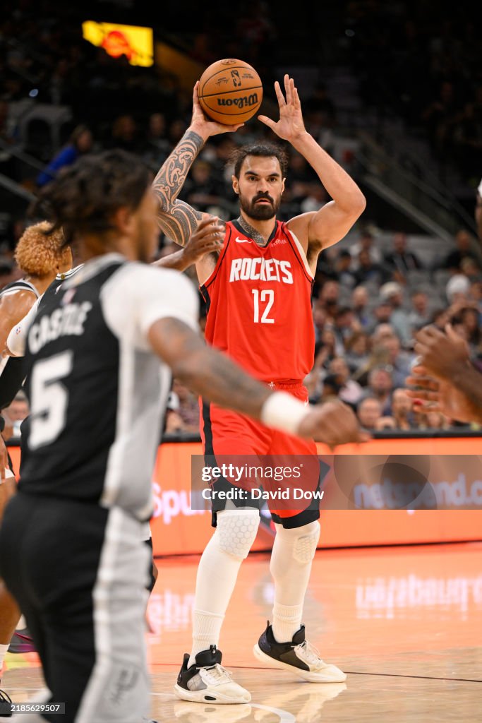 Steven Adam Rockets Rookie Vs. Now Steven Adams of the Houston Rockets looks to pass the ball during the ...