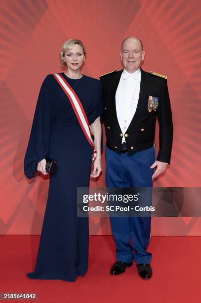 Princess Charlene of Monaco and Prince Albert II of Monaco attend the Gala evening at Grimaldi Forum during the Monaco National Day on November 19,...