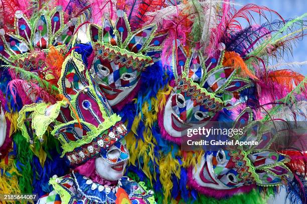 Member of Barranquilla's carnival comparsa performs prior to the South American FIFA World Cup 2026 Qualifier match between Colombia and Ecuador at...