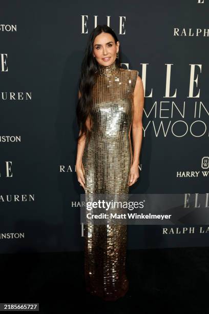 Demi Moore, wearing Ralph Lauren, attends ELLE's 2024 Women in Hollywood celebration presented by Ralph Lauren, Harry Winston and TikTok at Four...