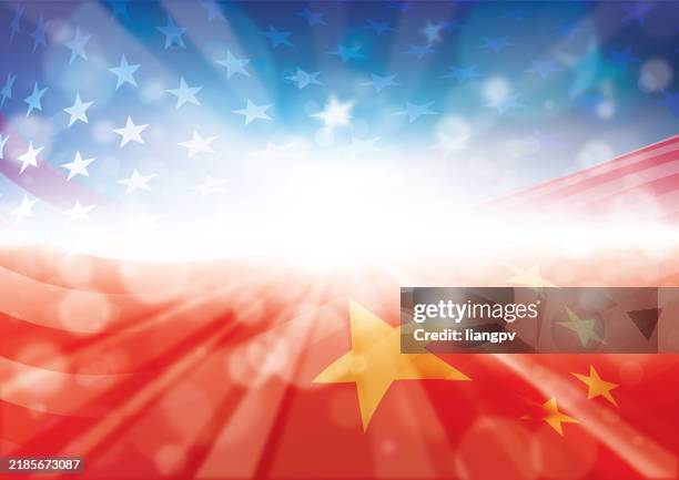 illustrations, cliparts, dessins animés et icônes de drapeau de l’amérique et drapeau de la chine - drapeau chinois