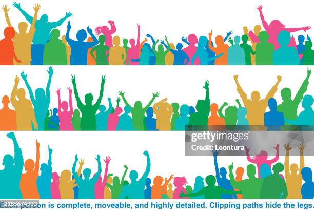 crowd (all people are complete- clipping paths hide the legs) - concert crowd cheering stock illustrations