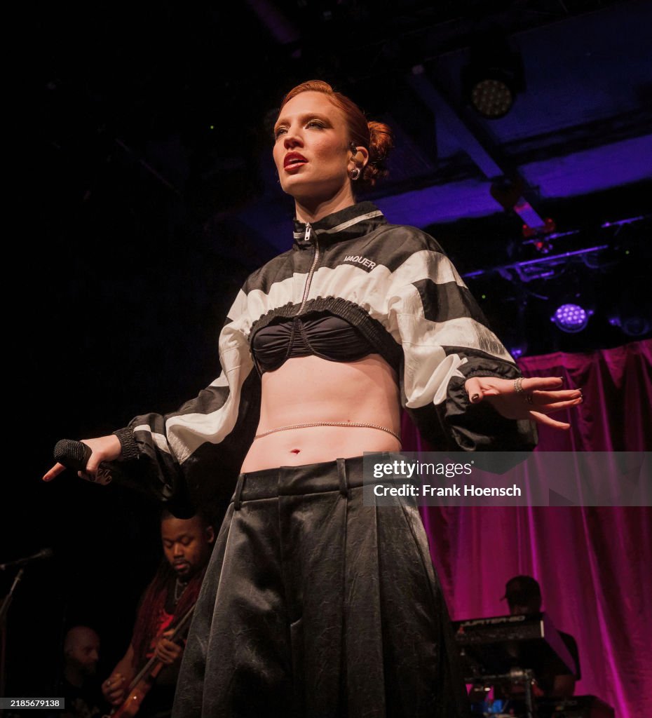 Jess Singer British singer Jess Glynne performs live on stage during a concert at ...