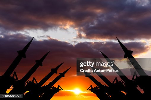 Missile system on the background of the sunset. Missile system on the background of the sunset.