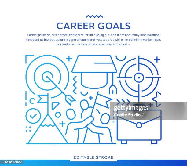 career goals illustration - gradient icons stock illustrations