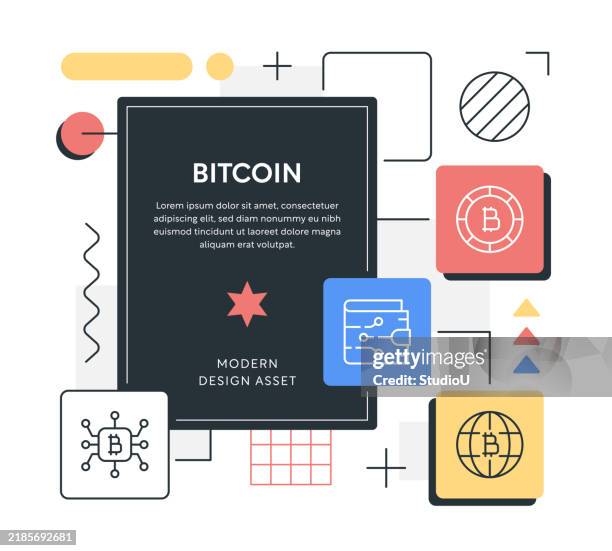 modernes bitcoin-banner-design - bit stock-grafiken, -clipart, -cartoons und -symbole