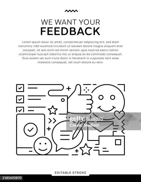 feedback line art illustration - checking email stock illustrations