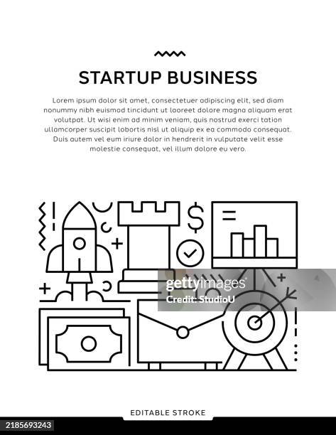 startup business line art illustration - venture capital stock illustrations