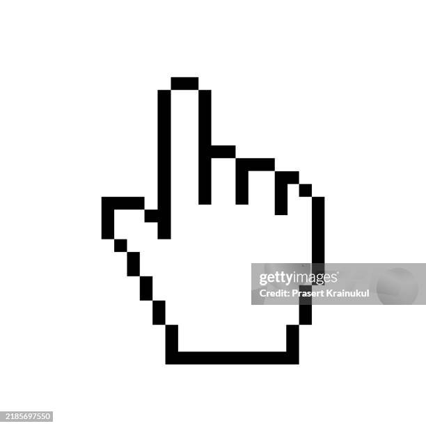 pixel mouse cursor icon. hand cursor - cursor arrow stock pictures, royalty-free photos & images