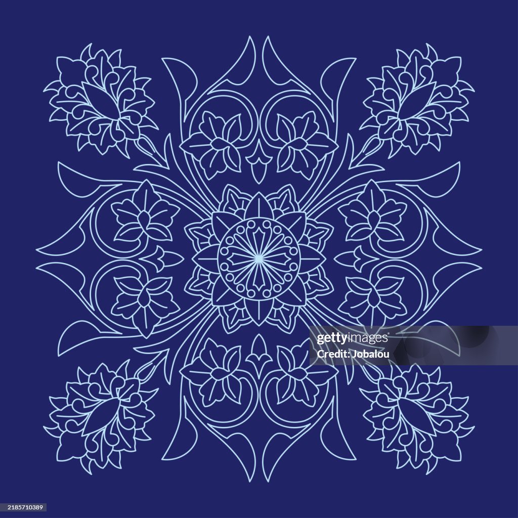 Classical Ornate Embroidery Floral Mandala
