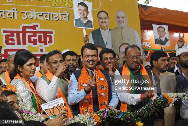 General secretary of Bharatiya Janata Party , Vinod Tawde, Bharatiya Janata Party Deputy Chief Minister of Maharashtra, Devendra Fadnavis and...