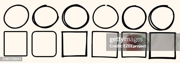 set of black circle oval and rectangle frames. hand drawn highlighter circles. black markers collection. distressed oval and rectangle stroke frames. vector illustration. - enclosure stock illustrations