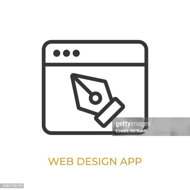 web design app glyph line icon. thin line icon that can be applied anywhere, simple, pixel perfect and modern style - office flat lay stock illustrations