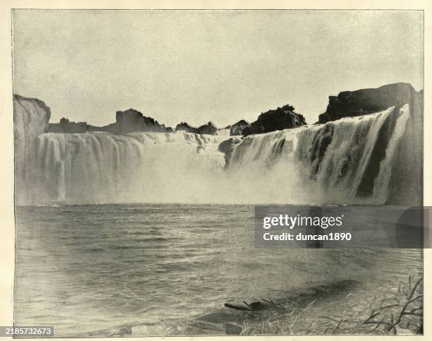 ilustraciones, imágenes clip art, dibujos animados e iconos de stock de shoshone falls, una cascada en el oeste de los estados unidos, en el río snake en el centro-sur de idaho, ee. uu., siglo xix, fotografía antigua - idaho