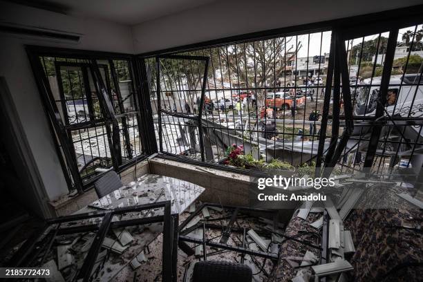 An interior view of destroyed house after rockets are fired from southern Lebanon in Petah Tikva neighborhood of Israel on November 24, 2024.