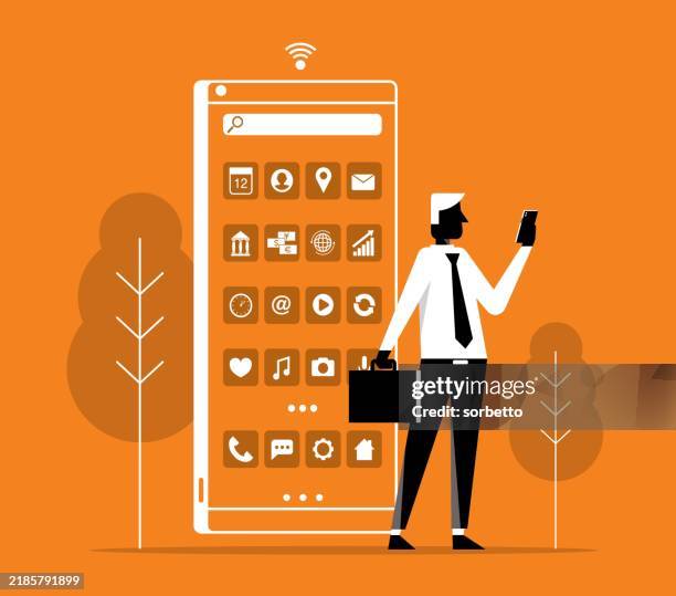 networking - businessman - turn up dial stock illustrations