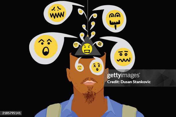 what are the emotions you are feeling and why? - emotional series stock illustrations