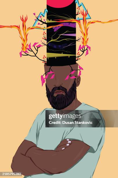 a battle between two world in me - affirmative action stock illustrations