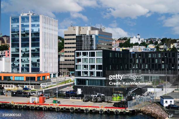 modern st. john's skyline - st johns newfoundland skyline stock pictures, royalty-free photos & images