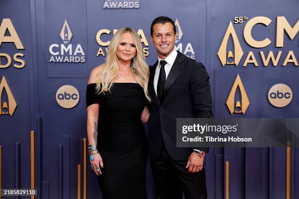 Miranda Lambert and Brendan McLoughlin attend The 58th Annual CMA Awards at Music City Center on November 20, 2024 in Nashville, Tennessee.