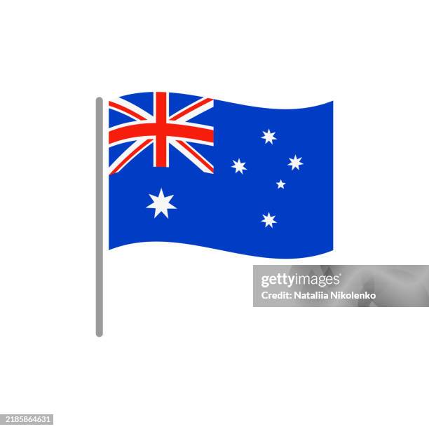 australia - flag pin wavy flat icon. - australian flag stock illustrations
