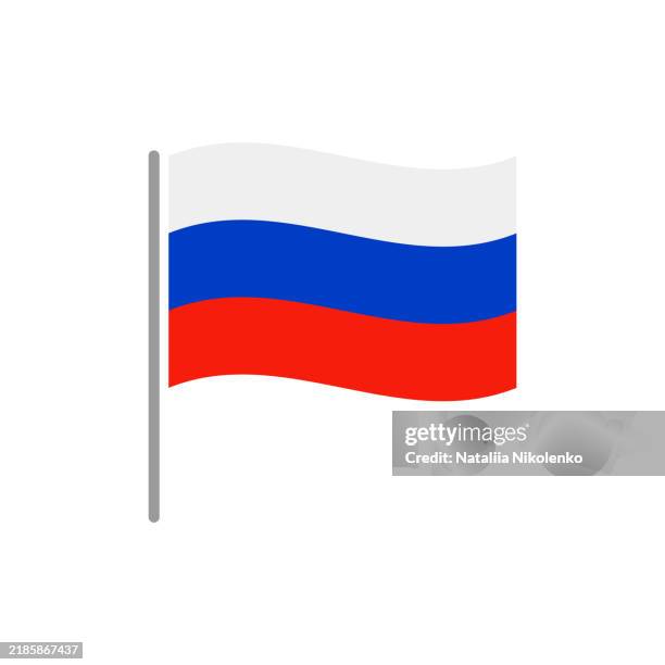 russland - flaggennadel gewelltes flaches symbol. - russische kultur stock-grafiken, -clipart, -cartoons und -symbole