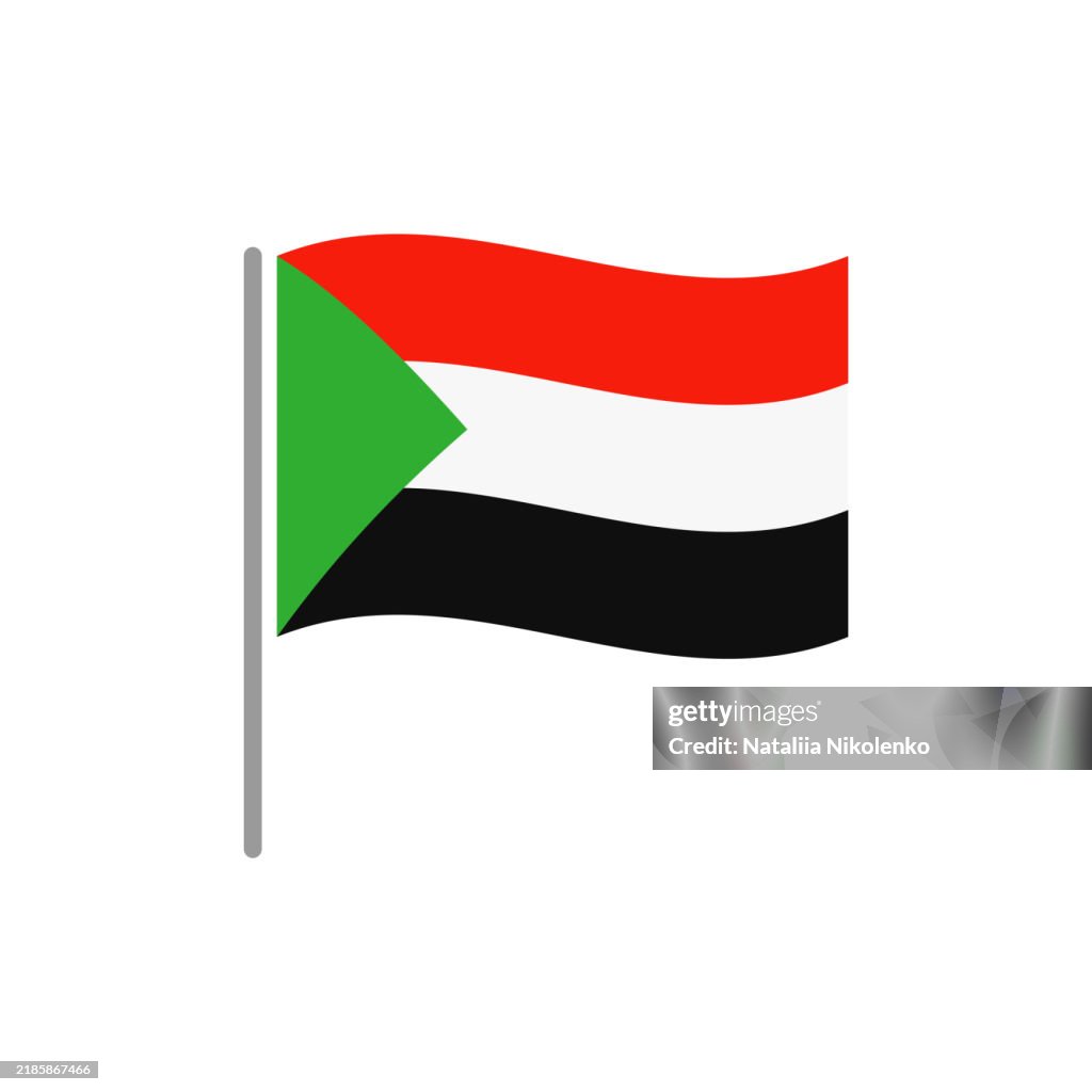 Sudan - Flag Pin Wavy Flat Icon.