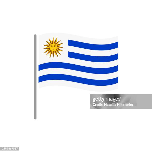 uruguay - flag pin wavy flat icon. - uruguay stock illustrations