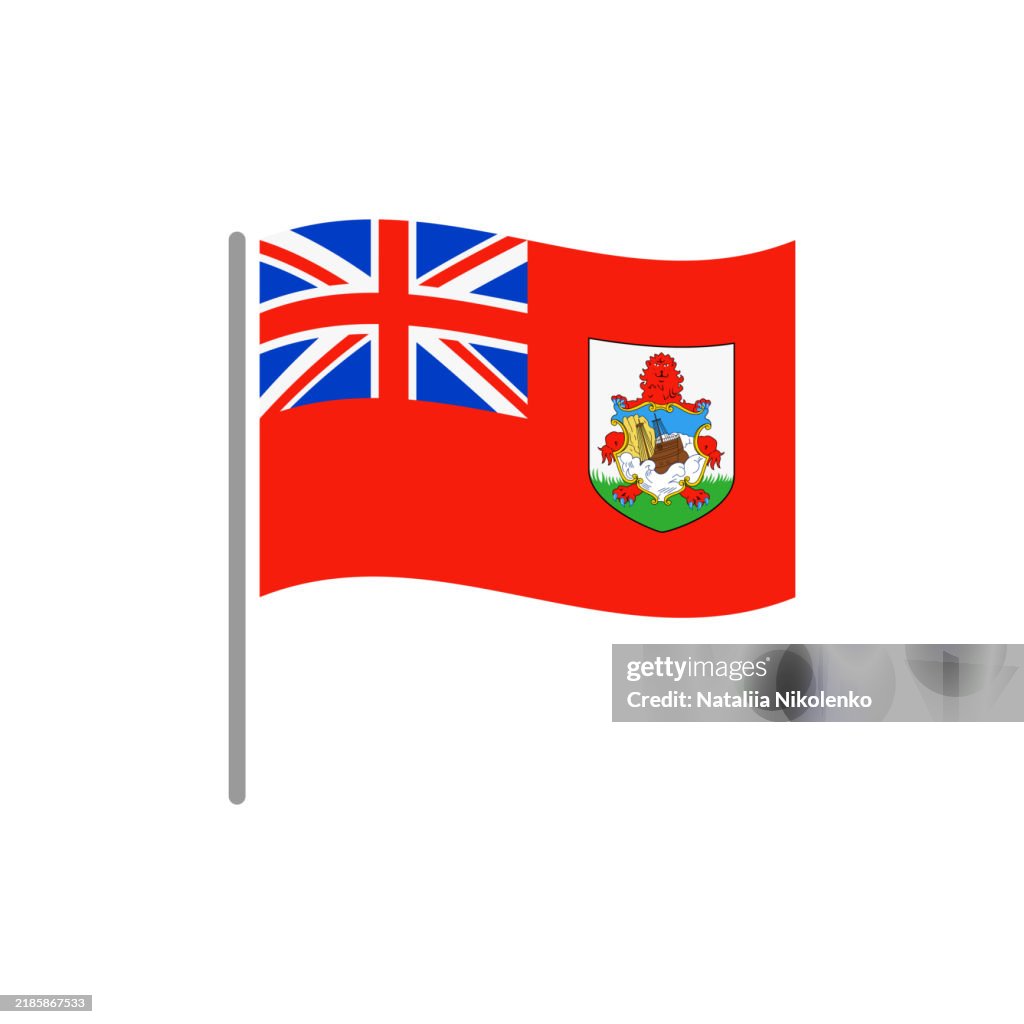 Bermuda - Flag Pin Wavy Flat Icon.