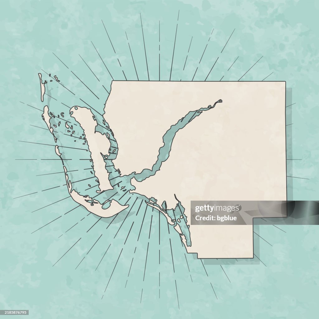 Lee County, Florida. Map in retro vintage style - Old textured paper