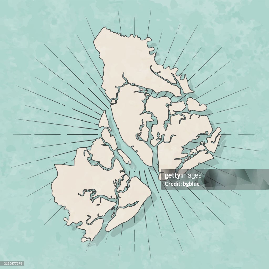 Beaufort County, South Carolina. Map in retro vintage style - Old textured paper