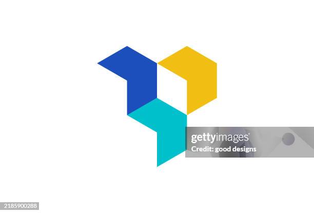 playful three arrows logo design - logo stock illustrations