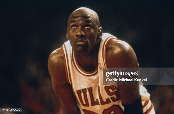 American basketball player Michael Jordan, of the Chicago Bulls, during the 1993 NBA Finals, United States, June 1993. The finals, played between the...