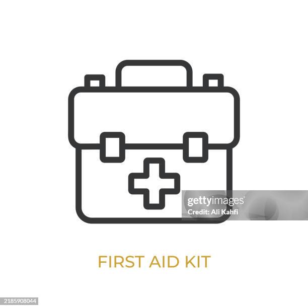 first aid kit glyph line icon. thin line icon that can be applied anywhere, simple, pixel perfect and modern style - scanning microscope stock illustrations