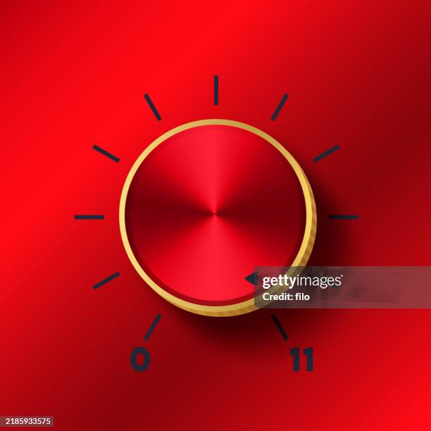 roter bedienknopf oder drehregler - stereoanlage stock-grafiken, -clipart, -cartoons und -symbole