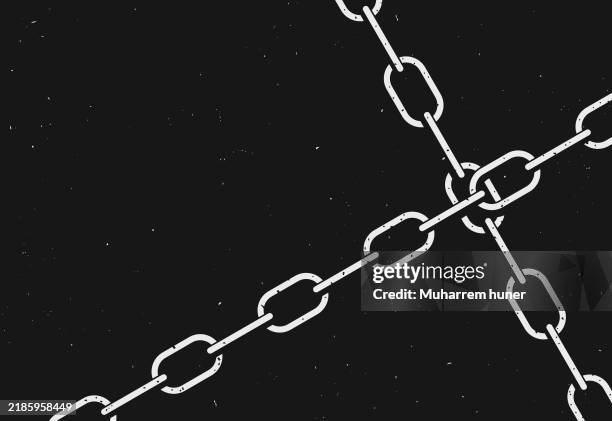 crossed chains on dark grunge vector illustration background. - slaves in chains stock illustrations