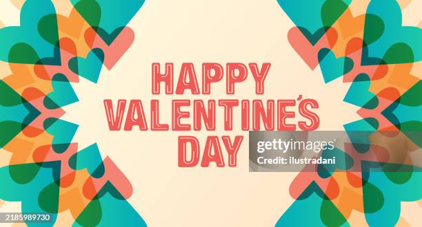 happy valentines day with beautiful hearts frame2 - valentines day stock illustrations