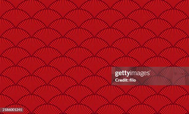 seamless repeating tileable tropical palm retro leaf frond background - red chinese background stock illustrations