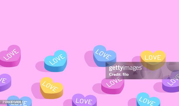 love heart 3d background - candy heart stock illustrations