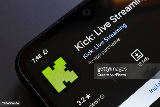 The Kick app logo appears on the screen of a smartphone in Reno, United States, on November 25, 2024.