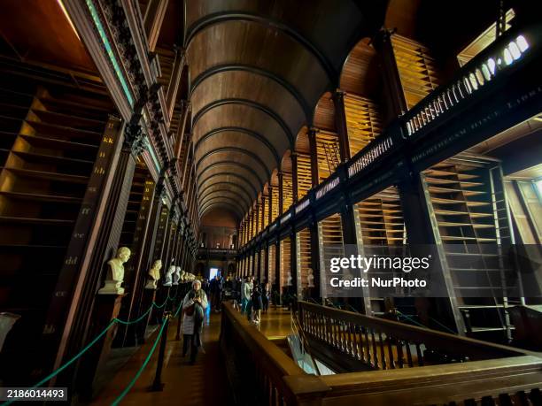 General view of Trinity College Library in Dublin, Ireland, on November 2024