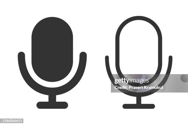 microphone icon vector - microfono foto e immagini stock