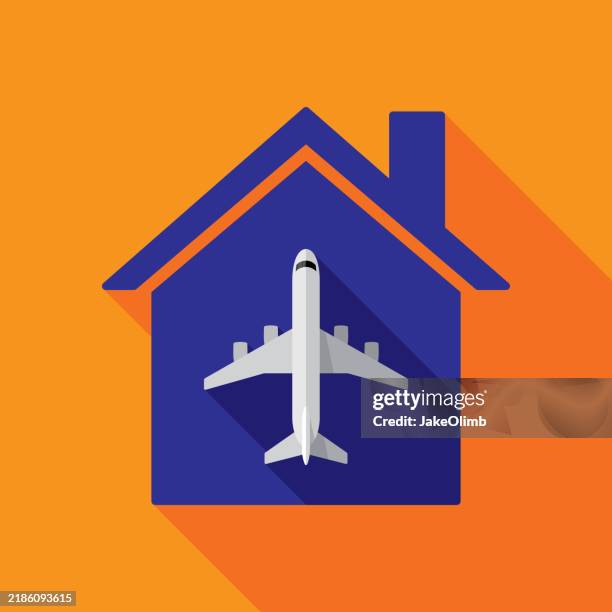 stockillustraties, clipart, cartoons en iconen met house airplane icon flat - bedrijfsvliegtuig